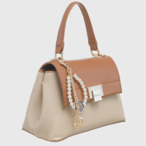 Flap Over Top Handle Bag With Charm