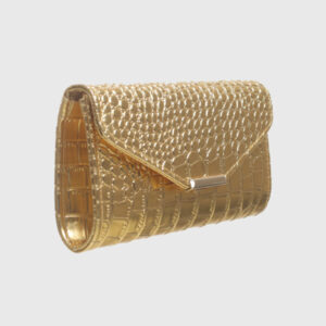 Patent Croc Flap Over Clutch Bag