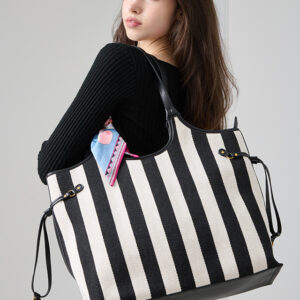Bold Striped Canvas Shoulder Bag