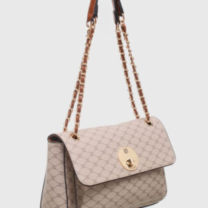 Bessie Logo Print Flap Over Chain Bag