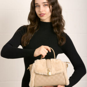 Furry Checkboard Crossbody Bag