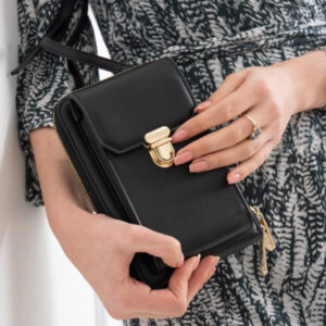 Flap Top Push Lock Purse Phone Bag