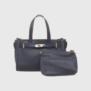 Belted Turn-Lock Tote Bag