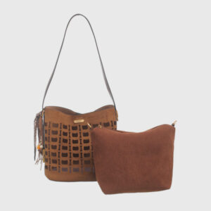 Geometric Suedette Shoulder Bag